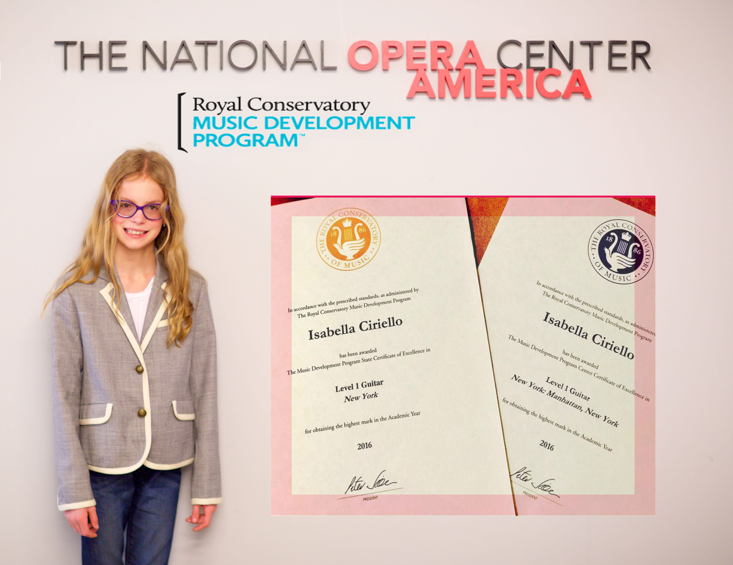 RCM Certificates of Excellence for DalMaestro Student Isabella C.!