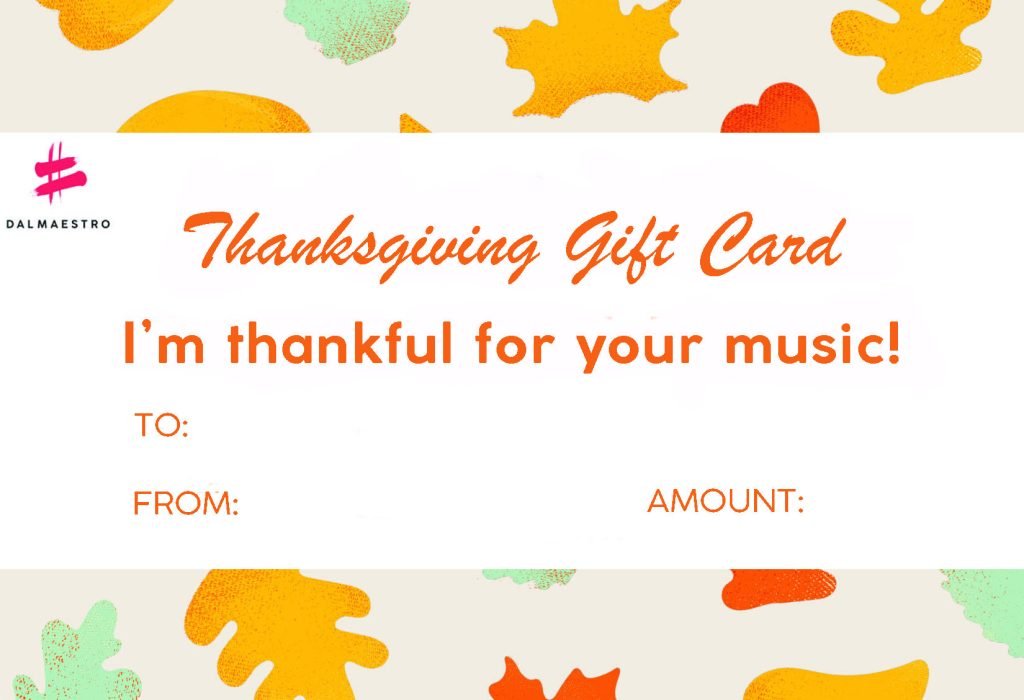 THANKSGIVING GUITAR LESSONS GIFT CARD